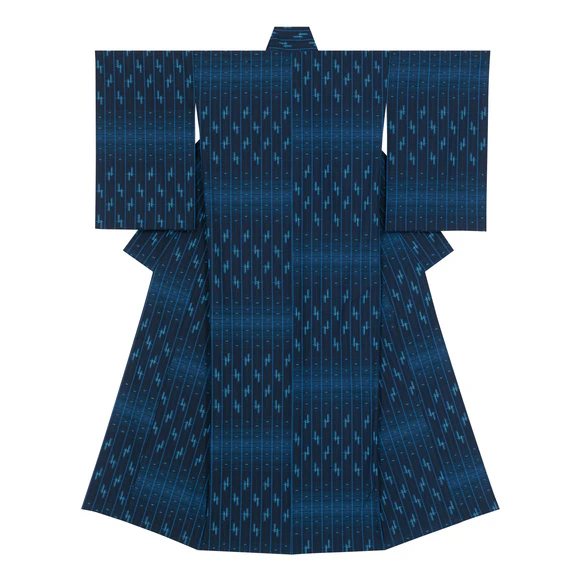 Kimono of kasuri. “Blue”