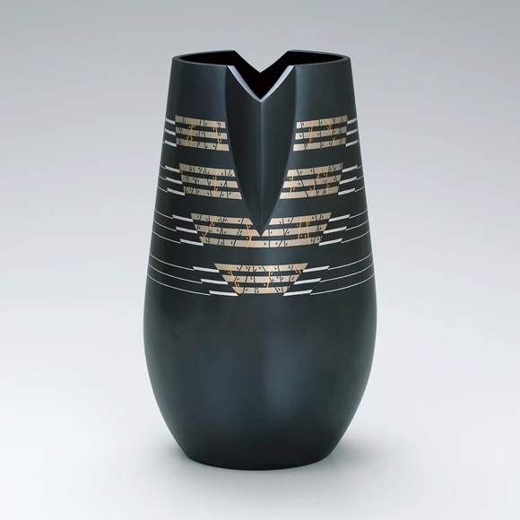 織戸象嵌花入れ 布目象嵌銷盛濤渦文赤銅鉢(鹿島 和生)｜ギャラリージャパン