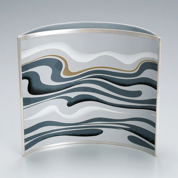 Cloisonne flower vessel with abstract design “Stream”