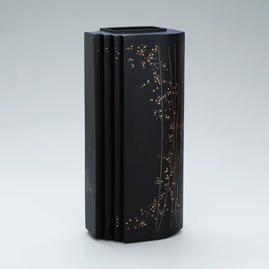Iron flower vessel with design in inlay. “Early evening”
