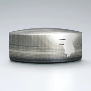 Box made by heat welding method with cutout inlay. “Morning sun”