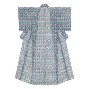 Kimono with design in double bingata. “Vine, peony and haze design”