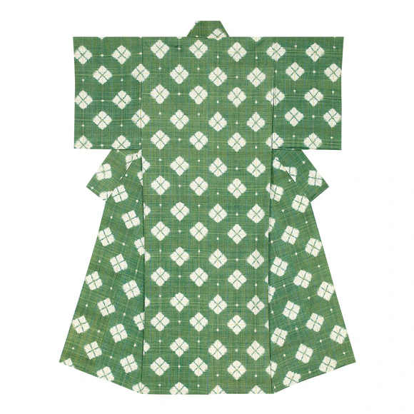 Kimono of tsumugi. “Garden of June”