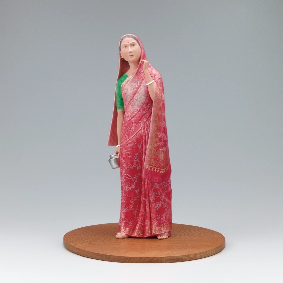 “Sound of the morning”. Ceramic sculpture with polychromy.