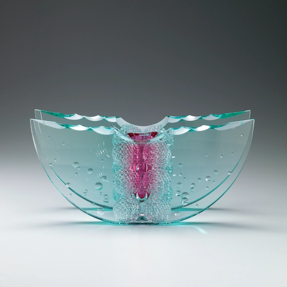 Flower vessel with red decoration. “God of sea”