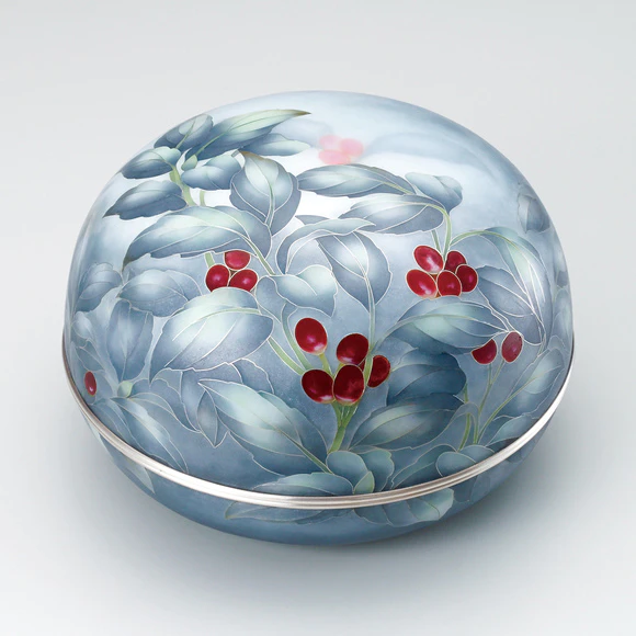 有線七宝蓋物　北原上子作　在銘　香合　重量約174.5g 有線七宝蓋物「秋明」(宇田 勢津子)｜ギャラリージャパン