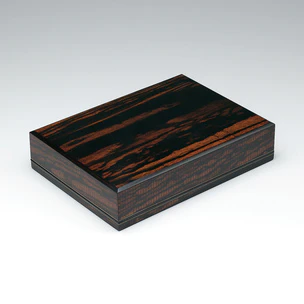 Letter Box of Black Persimmon Wood with Inlay Finished in Wiped Urushi