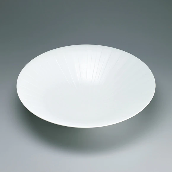 White porcelain bowl with silky white decoration.
