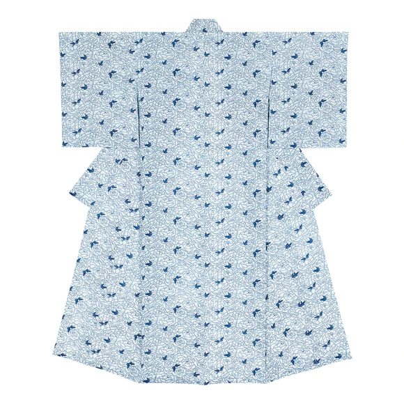 Kimono with design in nagaita-chūgata method. “Endless dream in the spring sun”