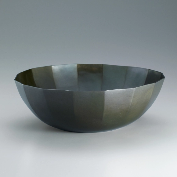 Bowl of forged shibuichi.