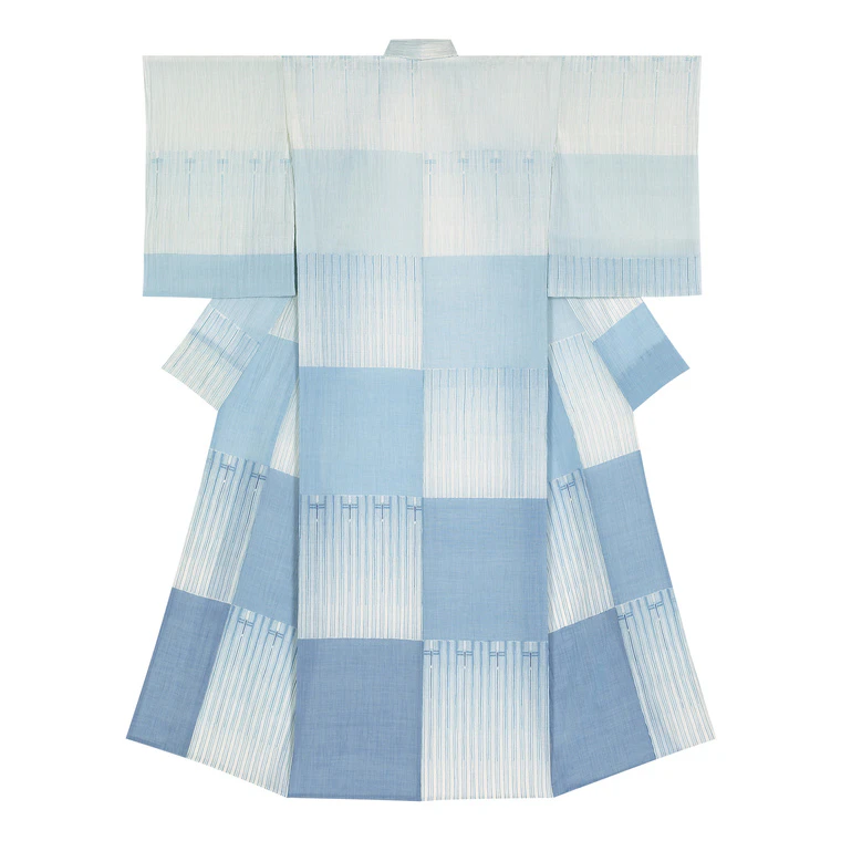photo Kimono of Ojiya ramie crepe kasuri. “One summer day”