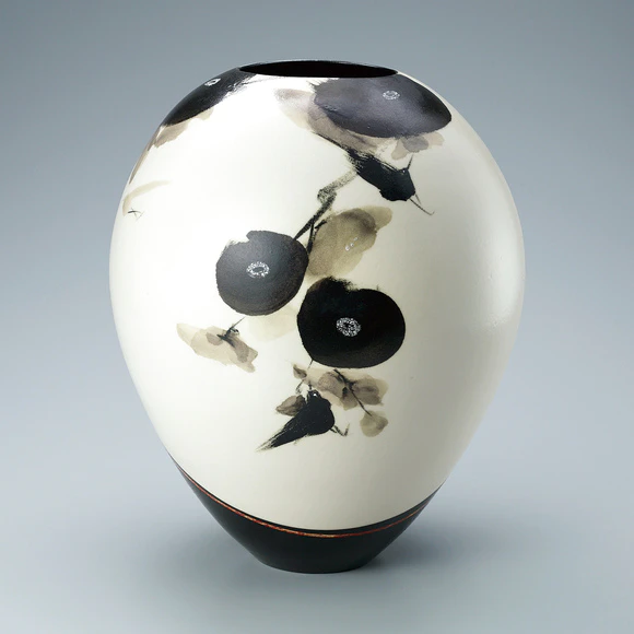 黒描鳥花文壺(米田 和)｜ギャラリージャパン