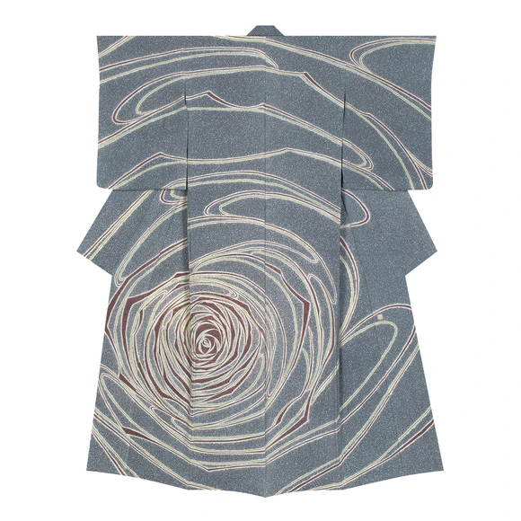 Formal kimono with design in yūzen dyeing. “Mind of roses”