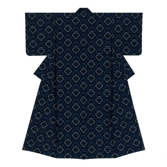 Kimono of Kurume kasuri. “Song of blue”