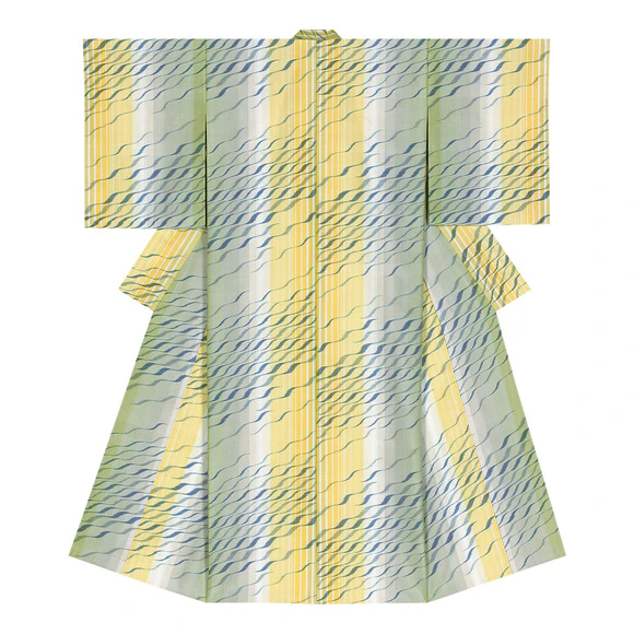 Kimono of kasuri. “Song of waves”