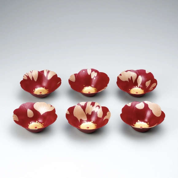 乾漆椿花組鉢(野口 洋子)｜ギャラリージャパン