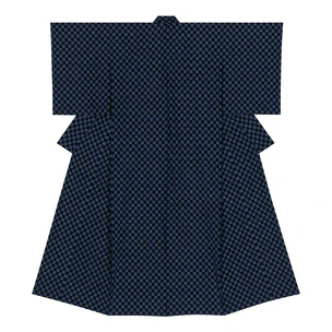 Kimono of Kurume kasuri. “Quadruple diamond pattern”
