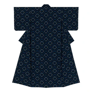 Kimono of Kurume kasuri. “Song of blue”