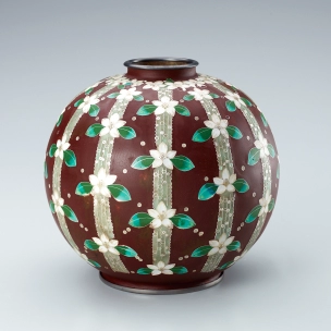Cloisonne Flower Vessel with Apple Flower Design “Girl of the Alps”