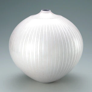 昭邨 朱泥白線茶注 第31回日本伝統工芸展入選作品 常滑 昭和59年 メ039