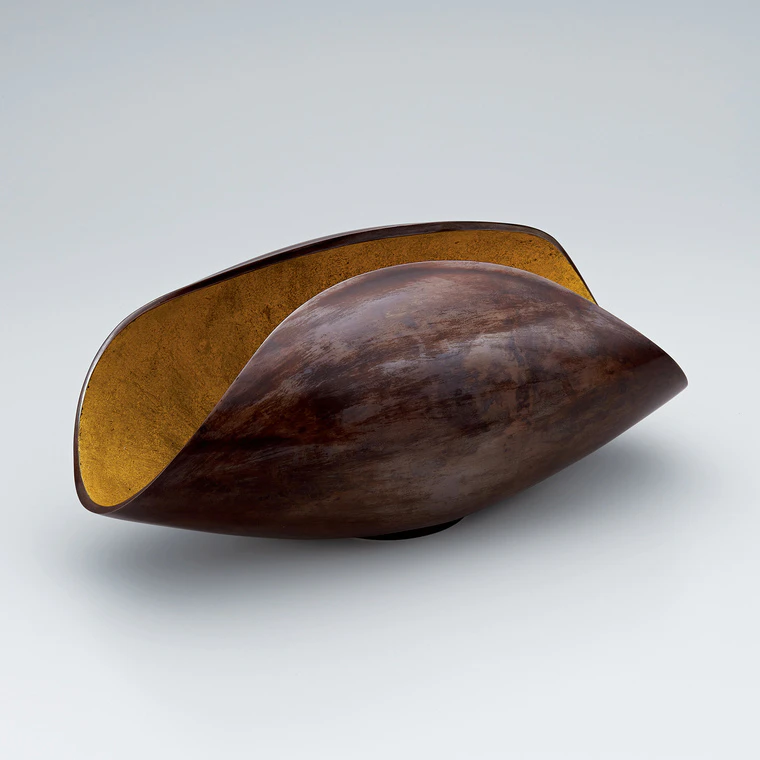 photo Copper bowl cast in lost wax casting method with gold decoration.