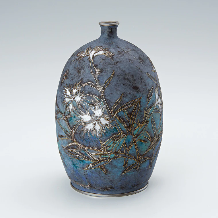 写真：泥七宝花器「羽音」