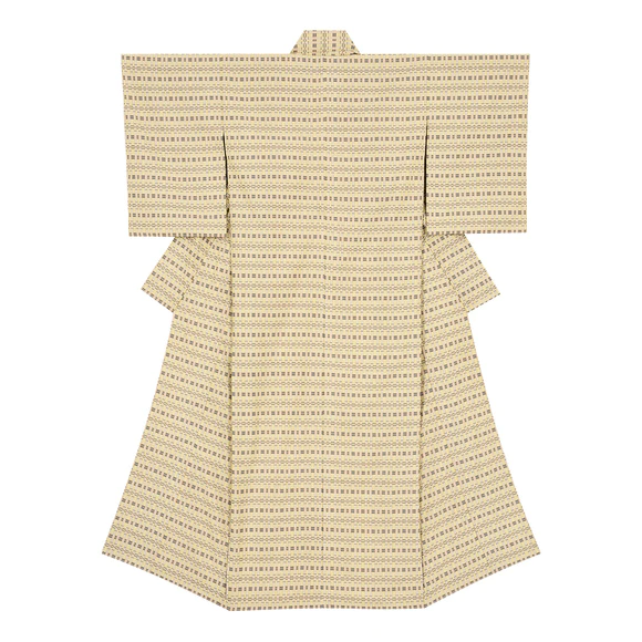 Kimono of cotton futsu. “Road in the misty rain”