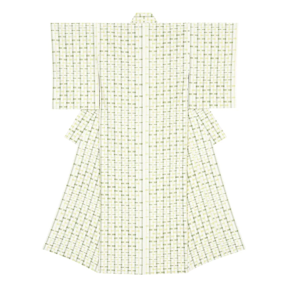 Kimono of tsumugi. “Bamboo palisade”