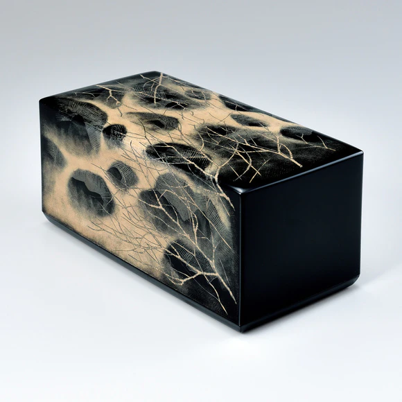 Box of Rantai (Woven Bamboo Base) with Design in Kinma " "River Mist"