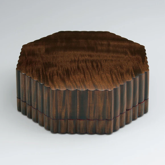 Octagonal coffer of ho (Magnolia hypoleuca) wood finished in wiped urushi