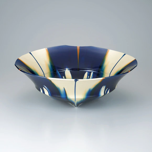 加藤巖作 藍彩茶碗 煎茶 美品 共箱(K-YC429) 加藤巖作 藍彩茶碗 煎茶 美品 共箱(K-YC429)