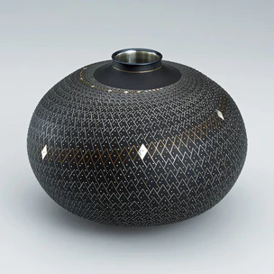 インド薫炉銀製香合￼9.5×7.5cm｜香炉