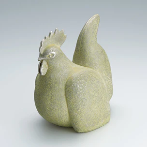 Silver Okimono (Standing Ornament) of Rooster