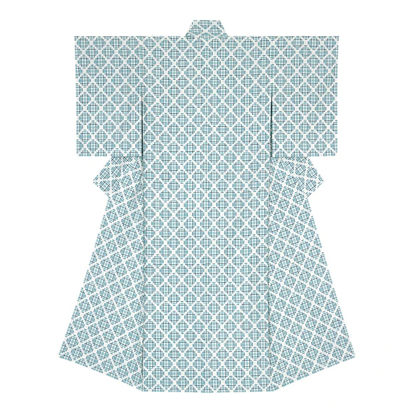 Kimono of tsumugi. “Cut glass pattern”