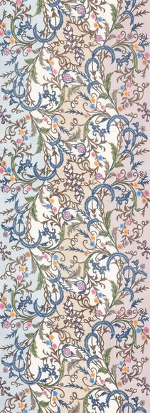 Cloth for Kimono with Design in Bingata “Japanese Thistle and Climbing Plant Design”