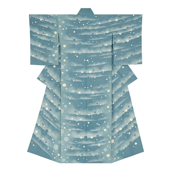 Formal kimono with design in yuzen dyeing. “Wave light shimmers”