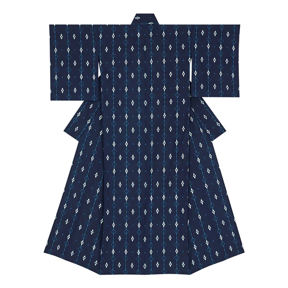 Kimono of Kurume kasuri. “Lantern light”