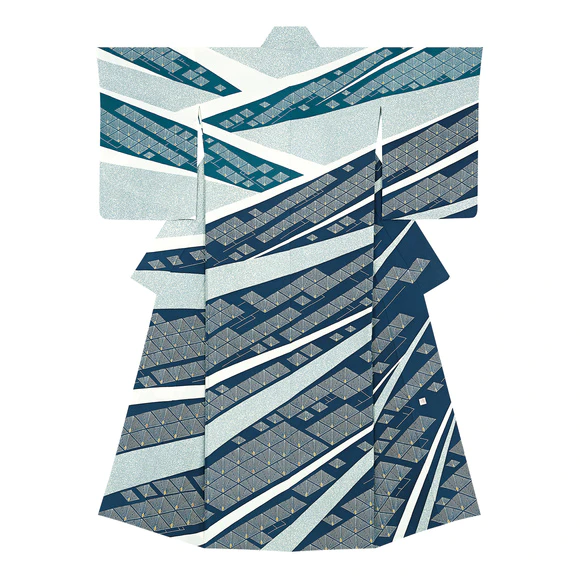 Kimono with design in yuzen dyeing. “Thawing”