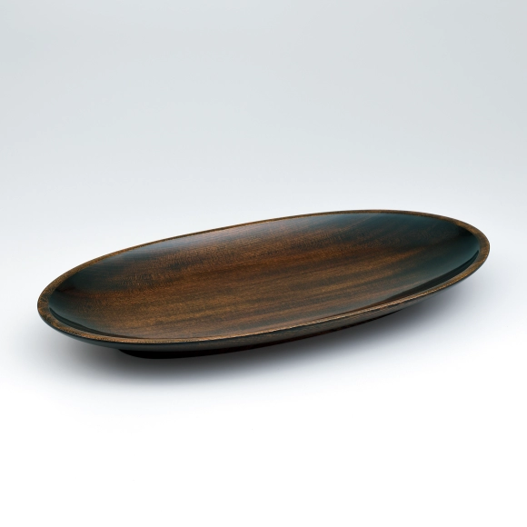 Food vessel of zelkova wood finished in wiped urushi