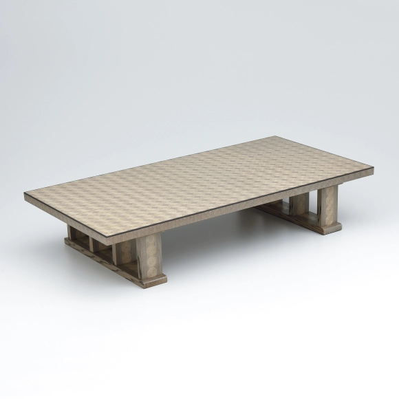 Low table of jindai cedar wood with marquetry