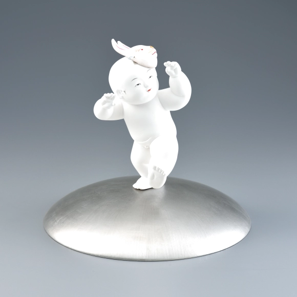“Rabbit on the moon” Ceramic with whitewash