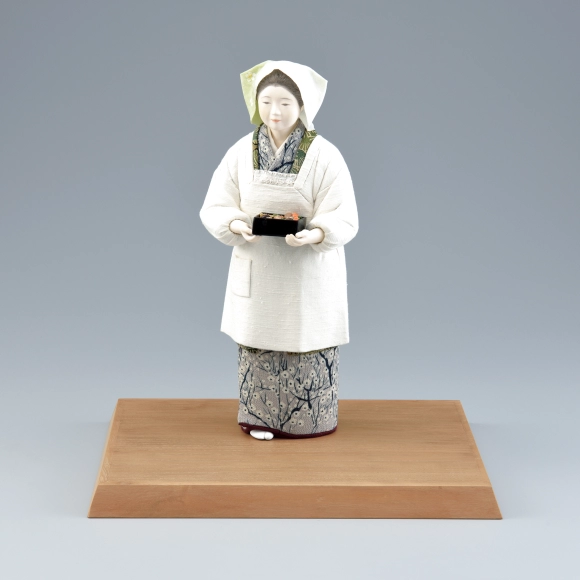 “Third Tier of a Tiered Food Box” Formed with Toso Over Wooden Core and Covered with Cloth in Kimekomi Method