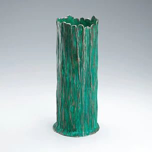 Longevity Flower vessel of hakudō (alloy of copper and tin) cast in lost wax casting method