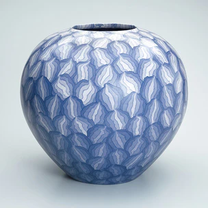 Large marbled jar with muku tree ash glaze.