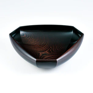 Bowl of zelkova wood finished in wiped urushi