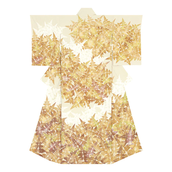 Formal kimono with design in yūzen dyeing. “Autumn dew”