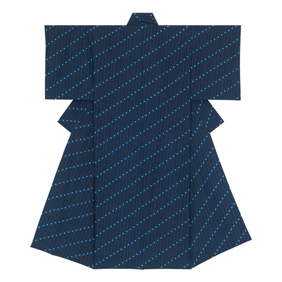 Kimono of Kurume kasuri. “Rain drops”