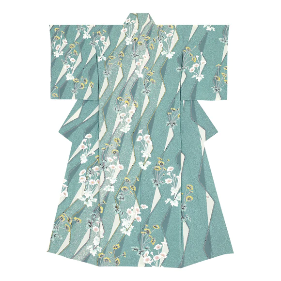 Formal kimono with design in yūzen dyeing. “Bright autumn”