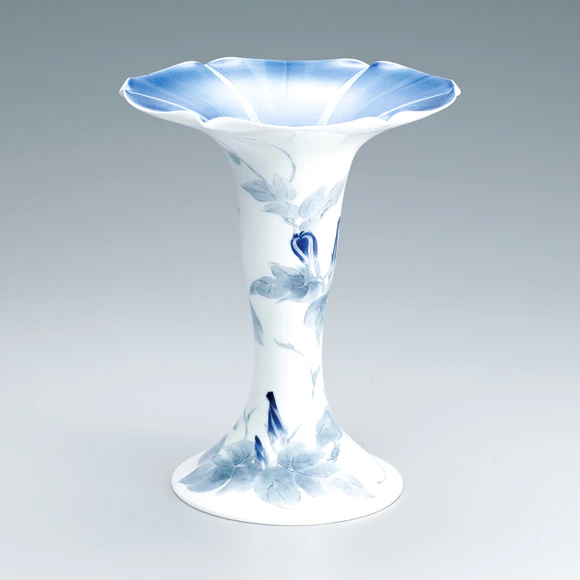 Vase with underglaze blue design. “Morning glory”