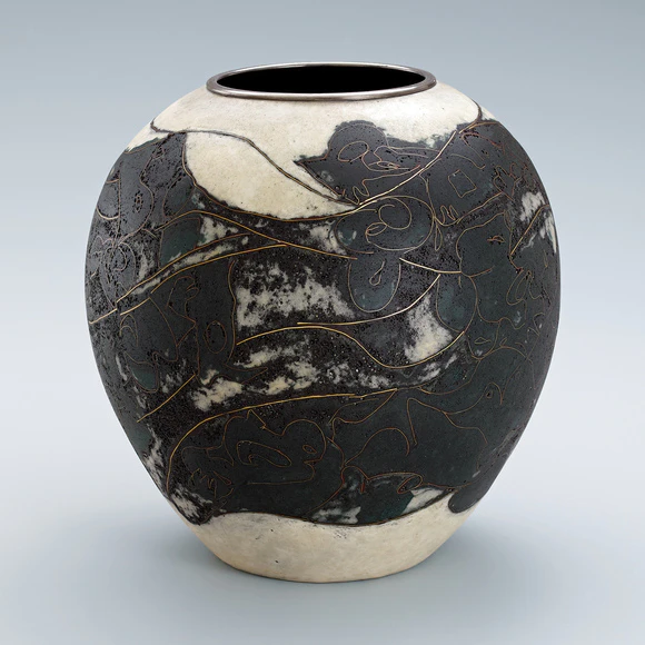 七宝焼　七宝花瓶　七宝壺　花生　蒼々の譜　女性作家作品 七宝焼 七宝花瓶 七宝壺 花生 蒼々の譜 女性作家作品